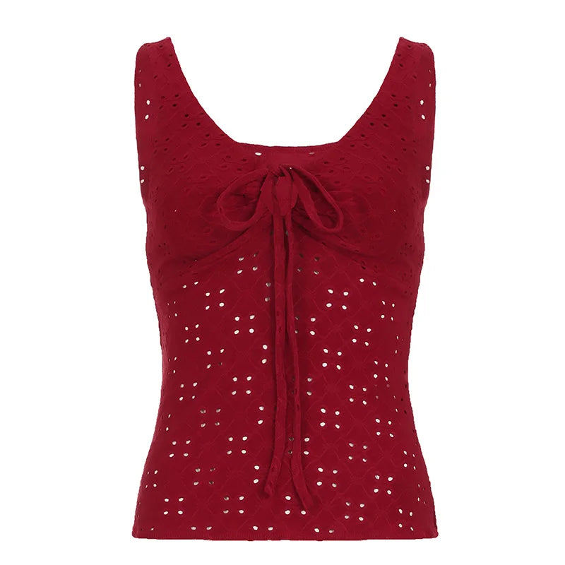 Red Cut Out Blouse