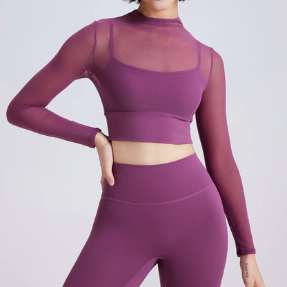 Mesh Turtleneck Sports Bra Top