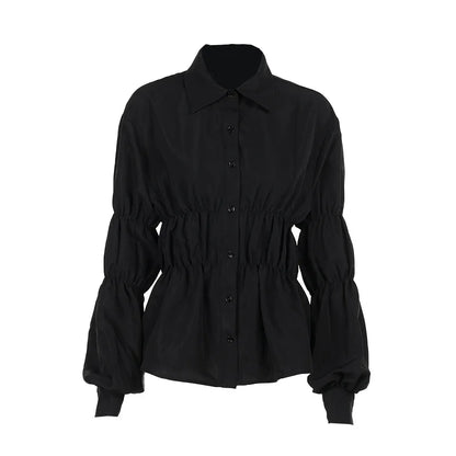 Shirred Black Shirt