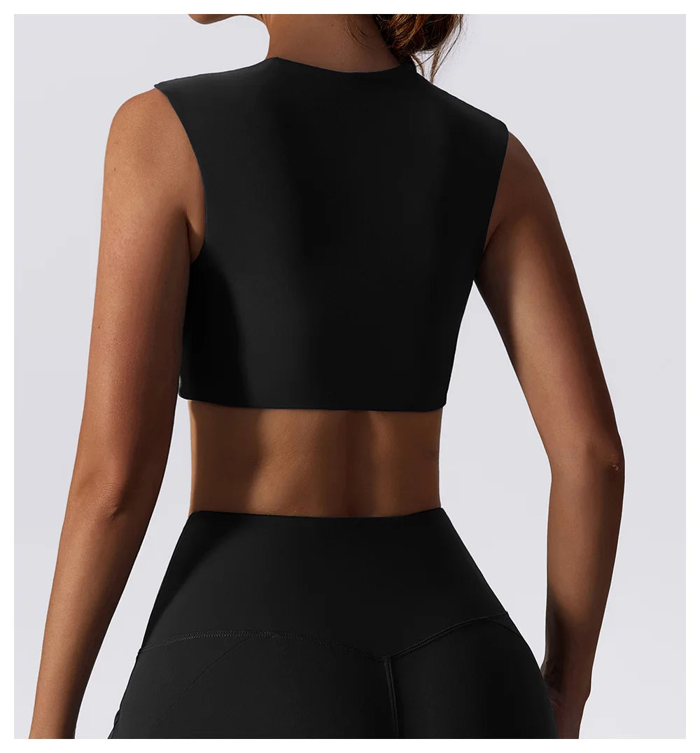 Seamless V Neck Wide Strap Crop Top