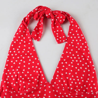 Polka Dot Print Deep V Neck Tank Top