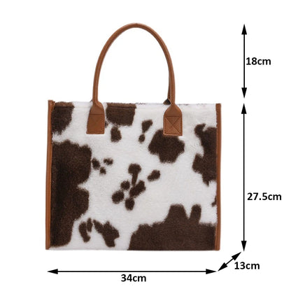 Animal Print Fluffy Shoulder Bag