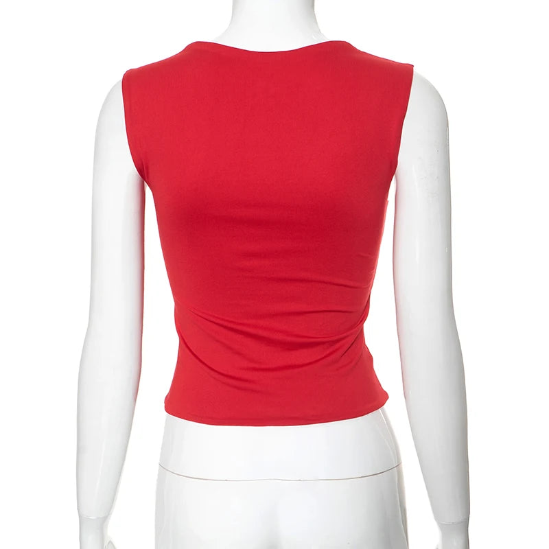 Two Tone Irreversible Square Neck Top