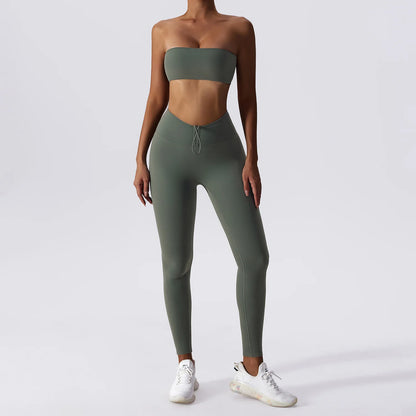 Yoga 2 Piece High Waist Leggings Sports Bra Set