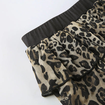 Tiered Ruffle Leopard Print Skirt