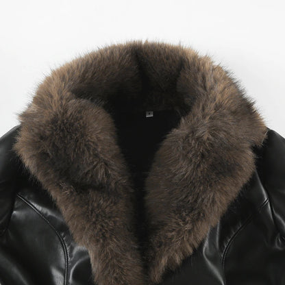 Faux Fur Pu Leather Jacket