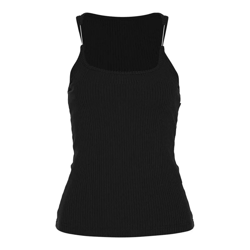 Ribbed Invisible Strap Vest Top