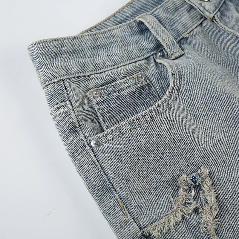 Low Waist Blue Grey Wash Shorts