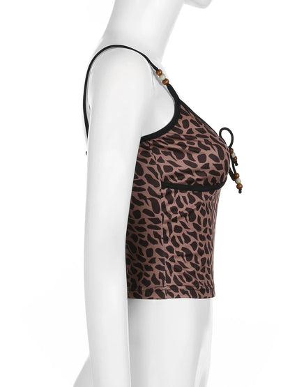 Leopard Print Beaded Cami Top