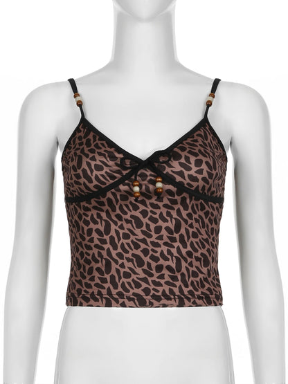 Leopard Print Beaded Cami Top