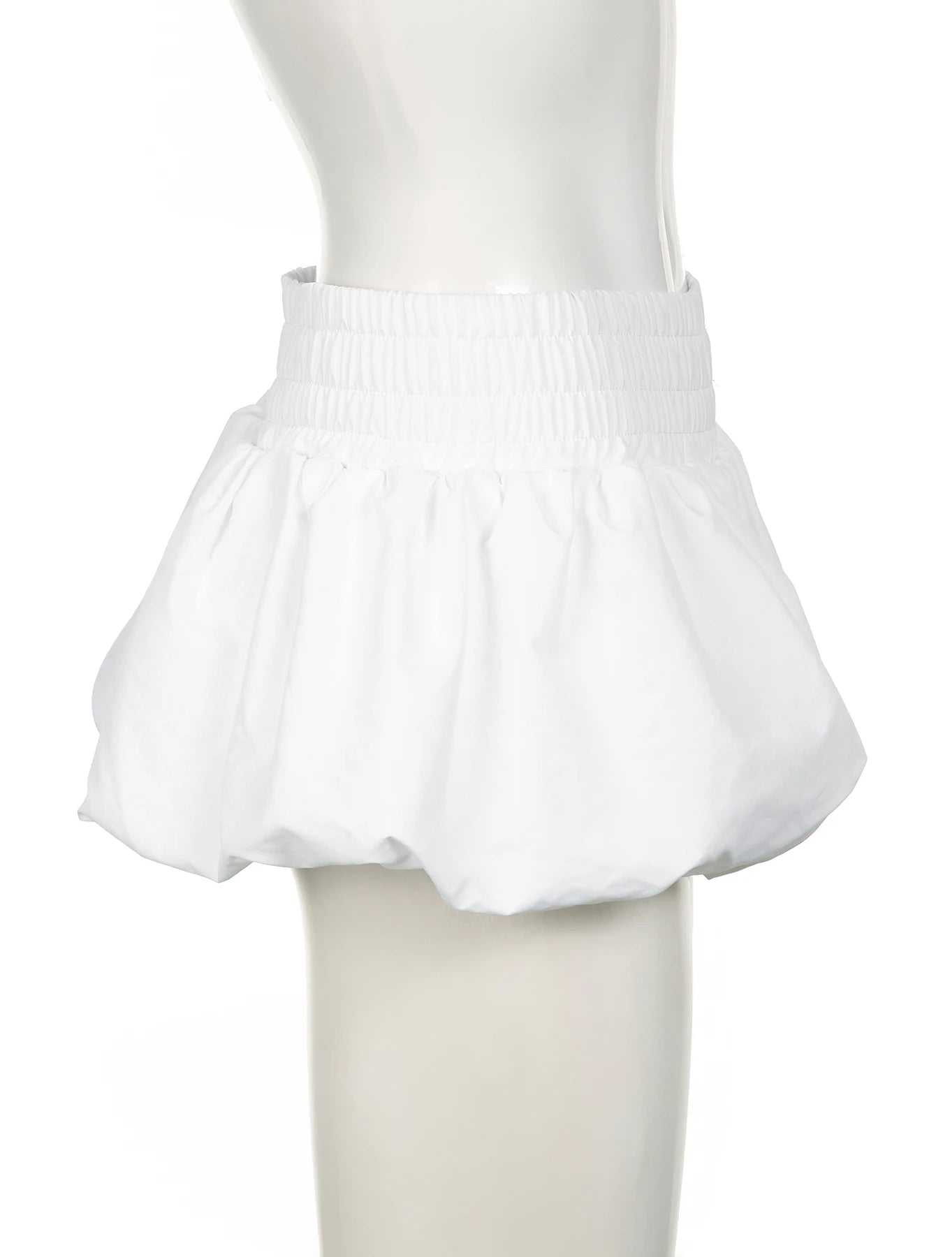 White Low Waisted Puffball Skirt