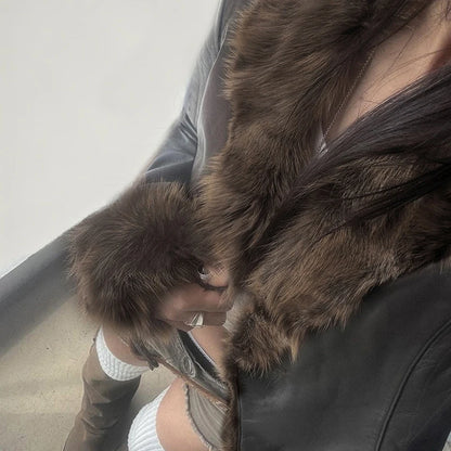 Faux Fur Pu Leather Jacket