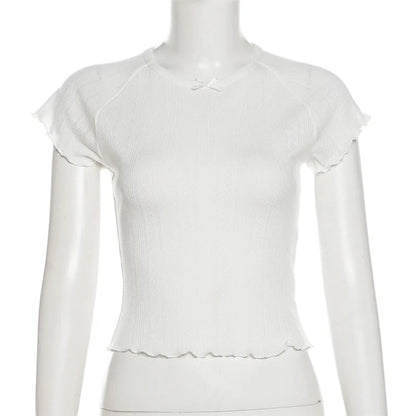 White Ruffle Pointelle Tee