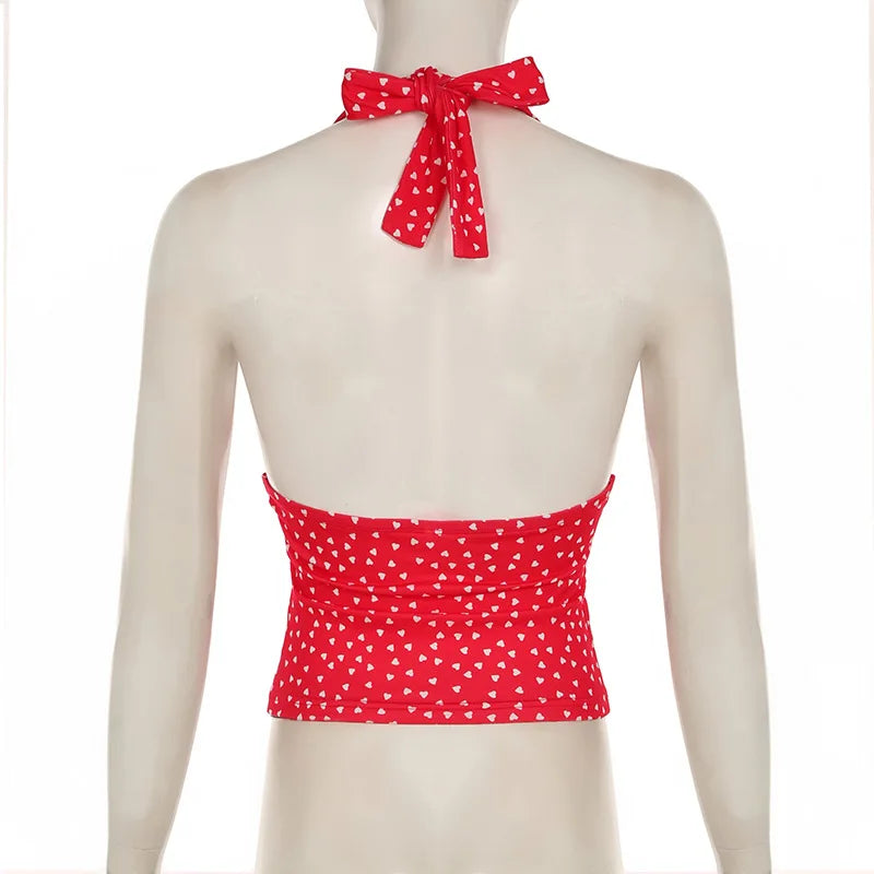 Polka Dot Print Deep V Neck Tank Top