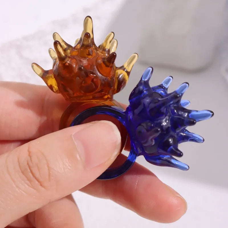 Clear Resin Spike Ring