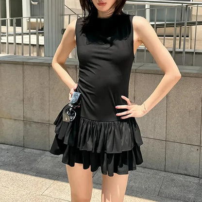 Sleeveless Ruffle Skirt Mini Dress