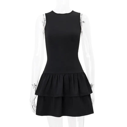 Sleeveless Ruffle Skirt Mini Dress