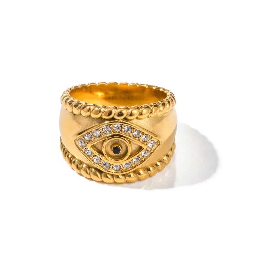 Stainless Steel Gold Plated Eye Ring