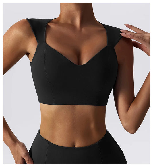 Seamless V Neck Wide Strap Crop Top