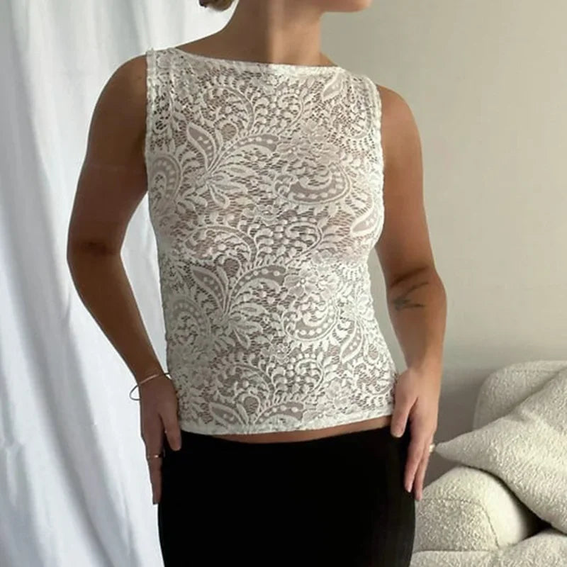 Sheer Lace Tank Top