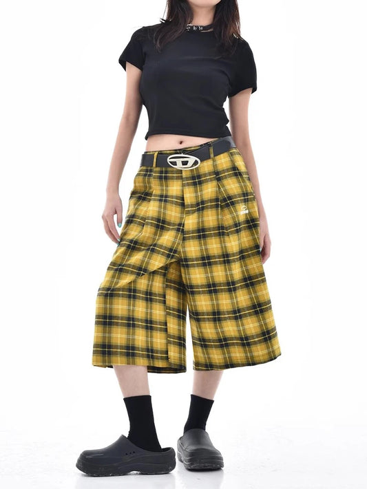 Retro Yellow Plaid Unisex Jorts