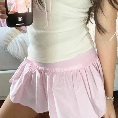 Pleated Bow Mini Skirt