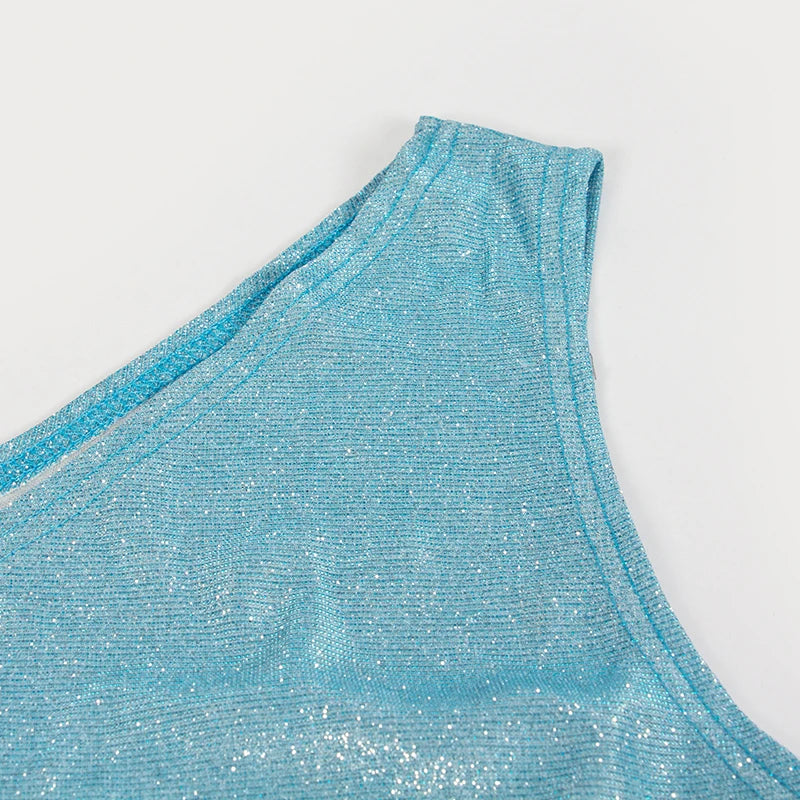 One Shoulder Sparkly Mini Dress