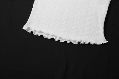 White Ruffle Pointelle Tee