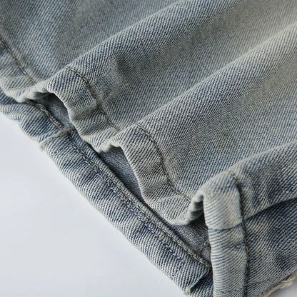 Low Waist Blue Grey Wash Shorts