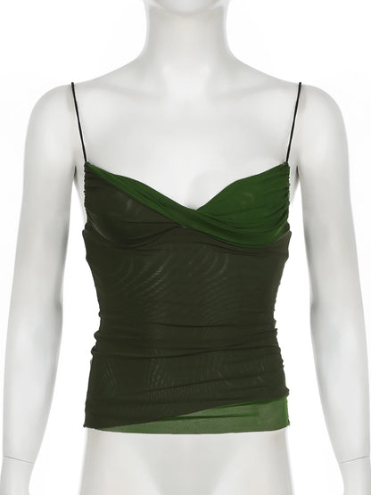 Green Cropped Cami Top