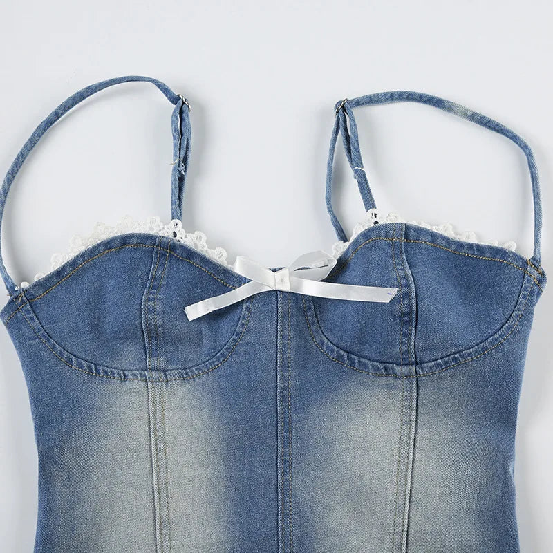 Denim Corset Bustier Top