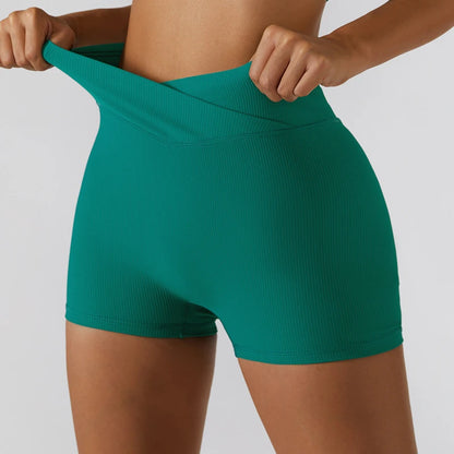 High Waist Wrap Seamless Scrunch Butt Workout Shorts