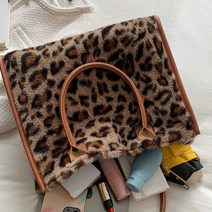 Animal Print Fluffy Shoulder Bag