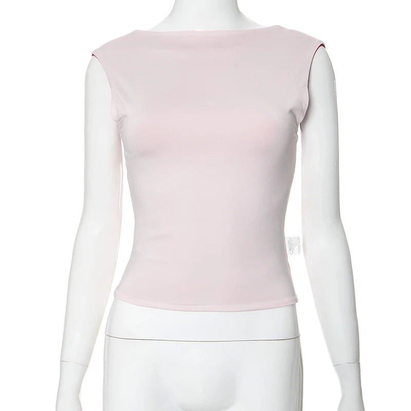 Two Tone Irreversible Square Neck Top