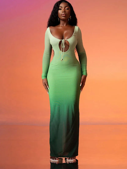 Long Sleeve Gradient Maxi Dress