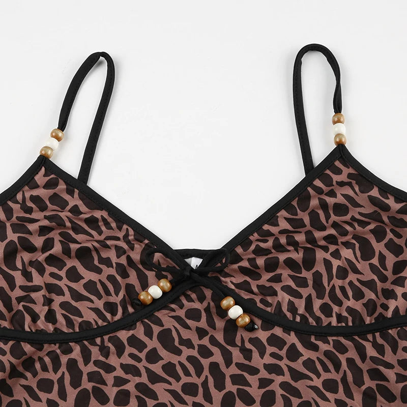 Leopard Print Beaded Cami Top