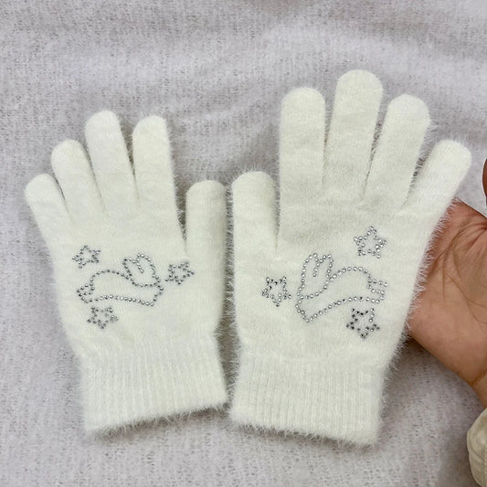 Diamante Rabbit Winter Gloves