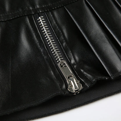 Petite Pleated Zipper Low-Waisted Micro Mini Skirt