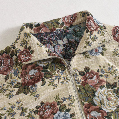 Vintage Style Floral Embroidery Cropped Jacket