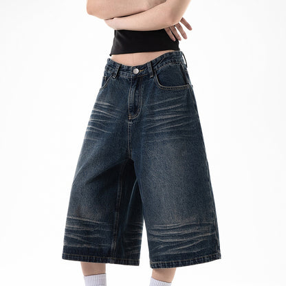 Low Waist Washed Denim Jorts