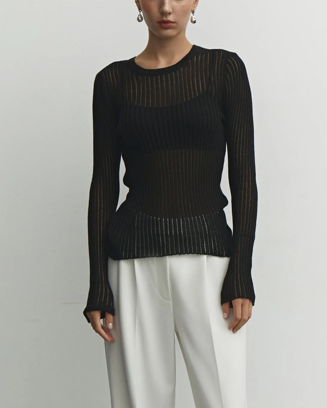 Rib Knit Long Sleeve Top