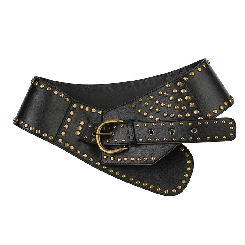 Asymmetric Studded Buckle Belt