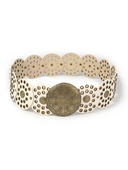 White Studded Disc Belt