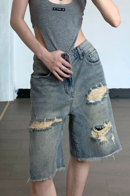 Raw Edge Ripped Jorts