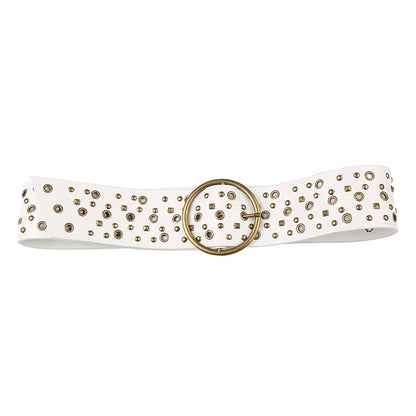 Round Buckle Studded Belt