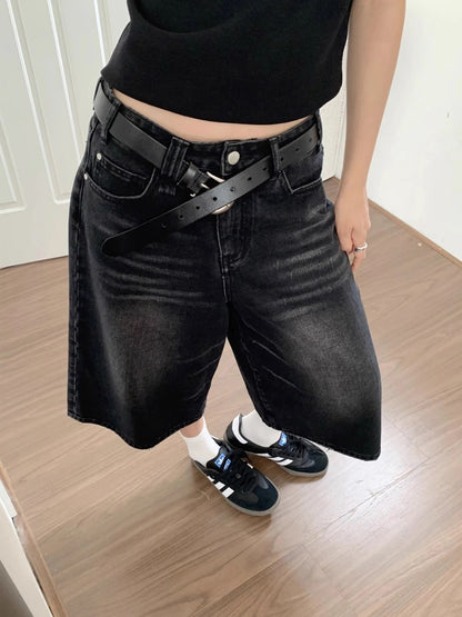 Brushed Black Low Rise Jorts