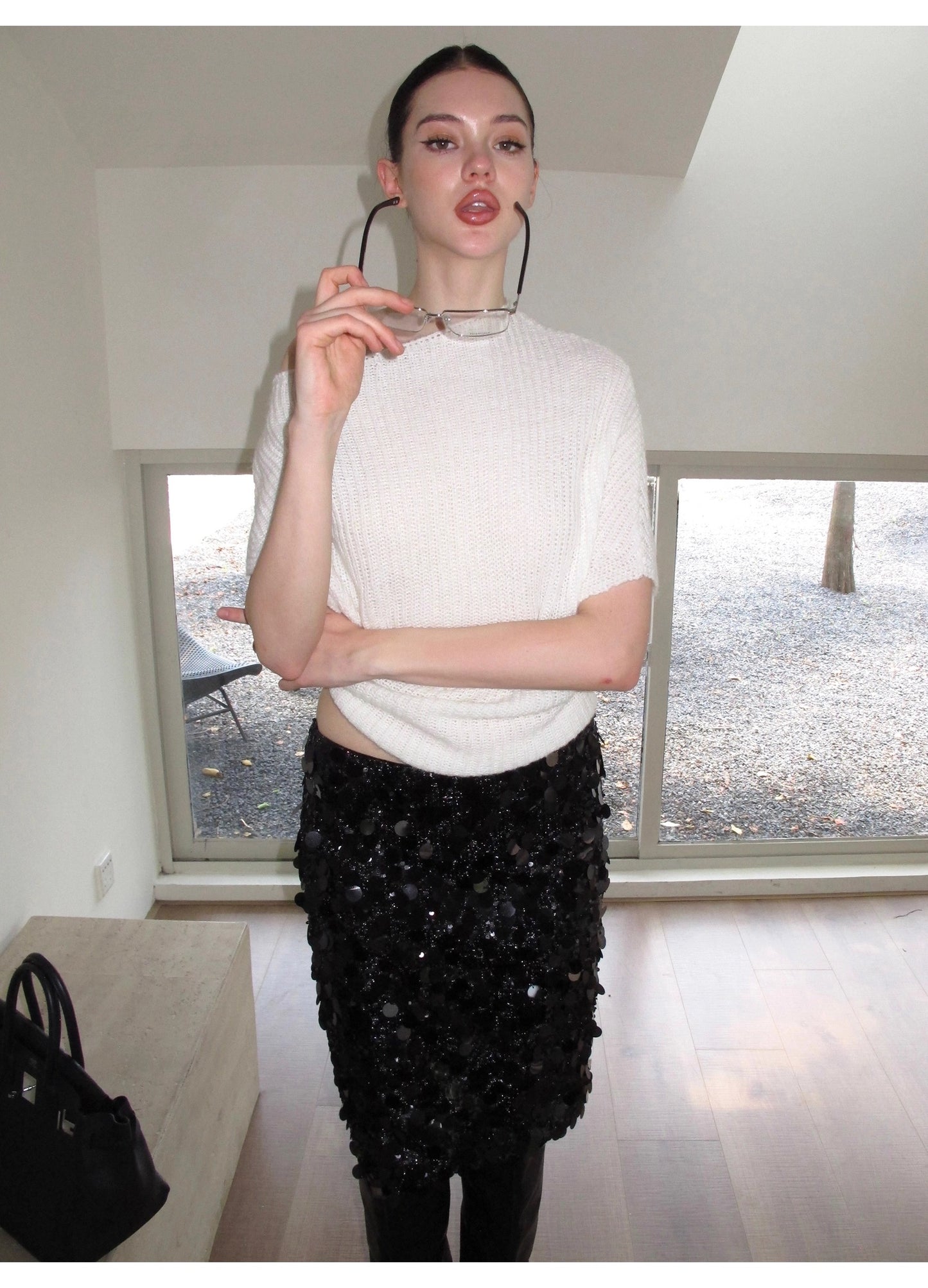 0122stepll Loose Knit Off-Shoulder Sweater